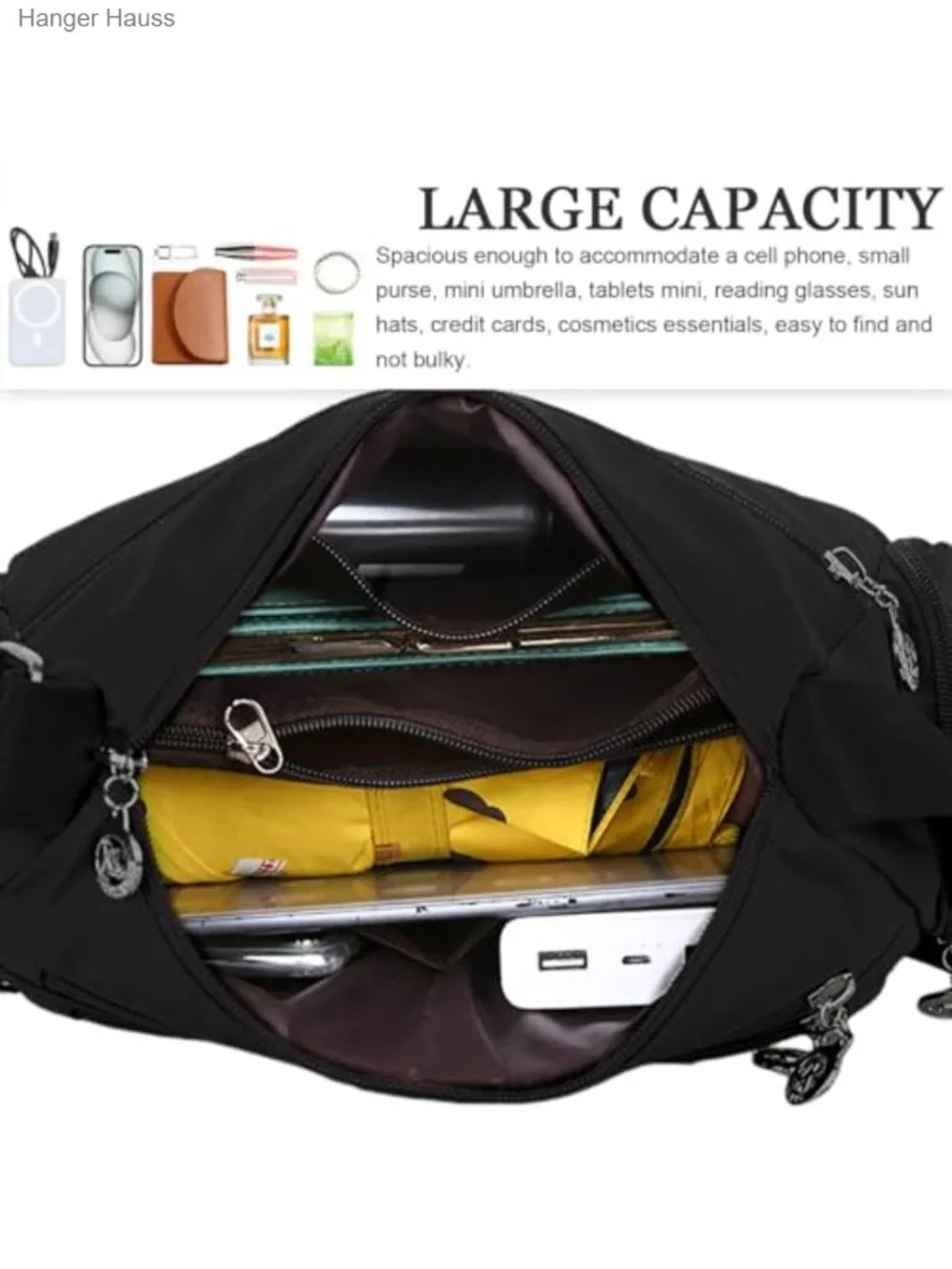 Nylon Crossbody Bag for Women Waterproof Lightweight Multi-Pocket Shoulder Purse